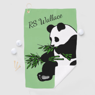 Giant Panda Monogram or Name Green Golf Towel