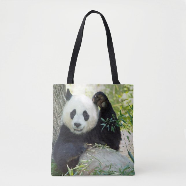 Giant Panda Resting Against Tree Tote Bag (Front)