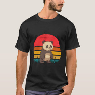 Giant Panda Sunset Retro Vintage Design Mum Dad Ki T-Shirt