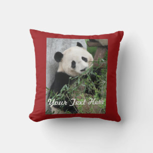 Giant Panda Throw Pillow, 20 Inch Square, Red Back Cushion