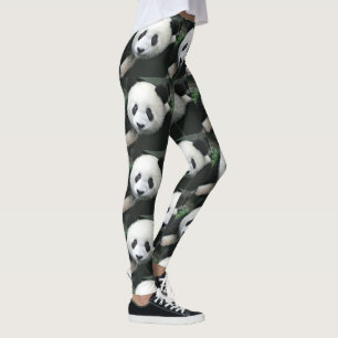 Giant Panda Tiled Grass Pattern Leggings