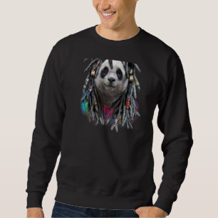 Giant Panda With Reggae Dreadlocks Hair Sweatshirt