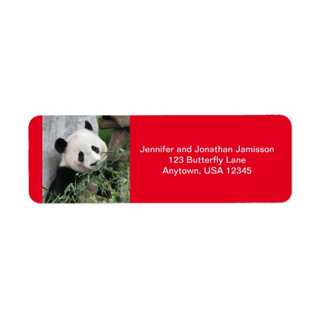 Giant Pandas Return Address Labels, Red (Front)