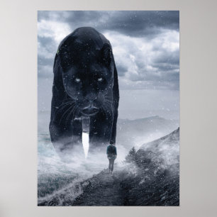 Giant Panther vs Man, Success Mindset Motivational Poster