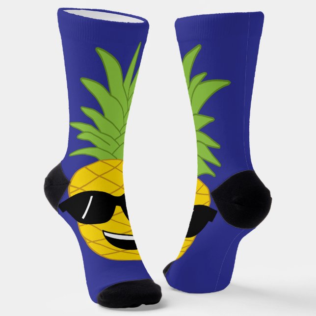 Giant Pineapples Funny Hawaiian Luau Socks (Angled)