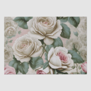 Giant Pink and White Roses Tissue Paper
