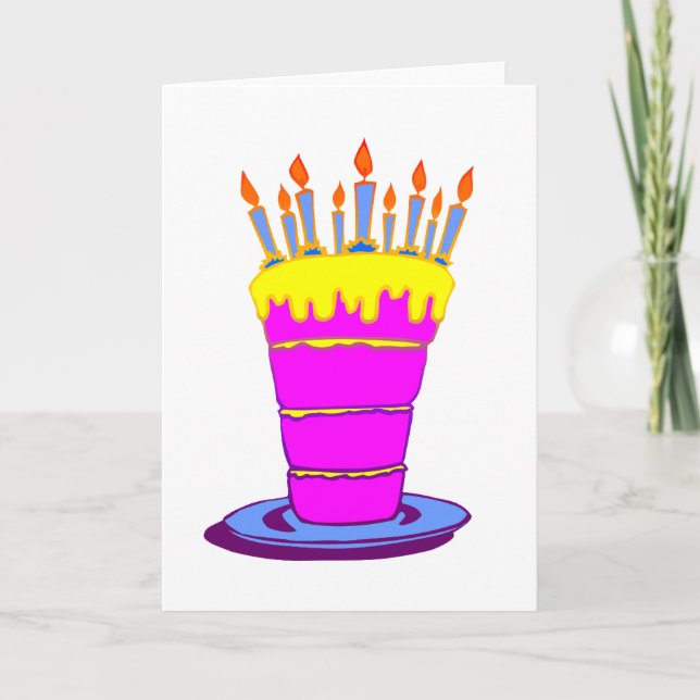 Giant Pink Birthday Cake Card (Front)