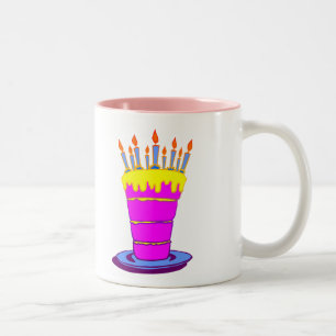 Giant Pink Birthday Cake Two-Tone Coffee Mug