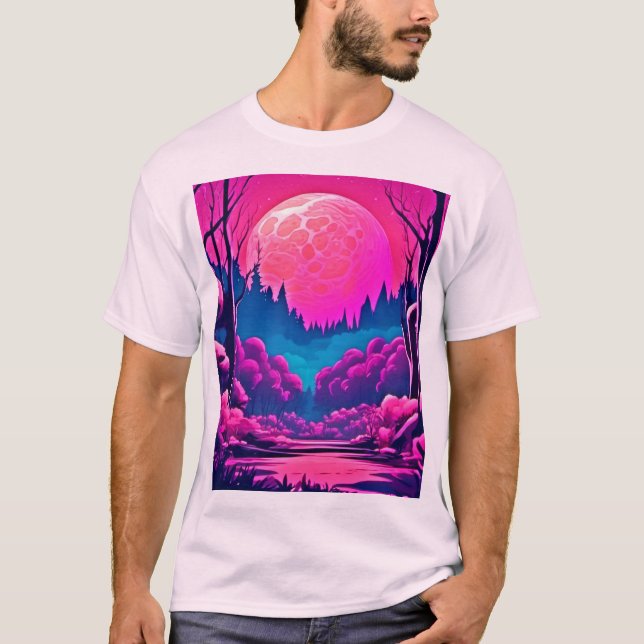 Giant Pink Moon Art T-Shirt (Front)
