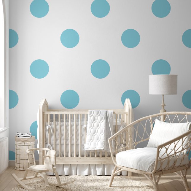 Giant Polka Dot Pattern Aqua Blue Pastel Colour Wallpaper (Kids)