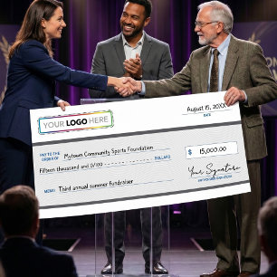 Giant Promotional Check with Business Logo   Poster