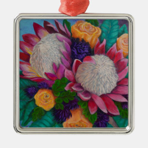 Giant Proteas and Orange Roses Metal Tree Decoration