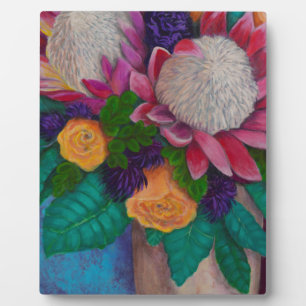 Giant Proteas and Orange Roses Plaque