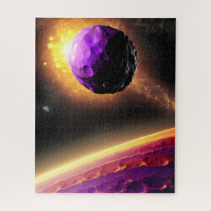 Giant Purple Object Orbiting Towards Pink Surface Jigsaw Puzzle