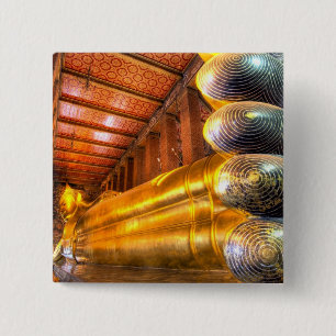 Giant reclining Buddha inside temple, Wat Pho, 15 Cm Square Badge