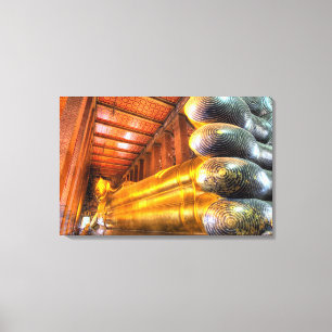 Giant reclining Buddha inside temple, Wat Pho, Canvas Print