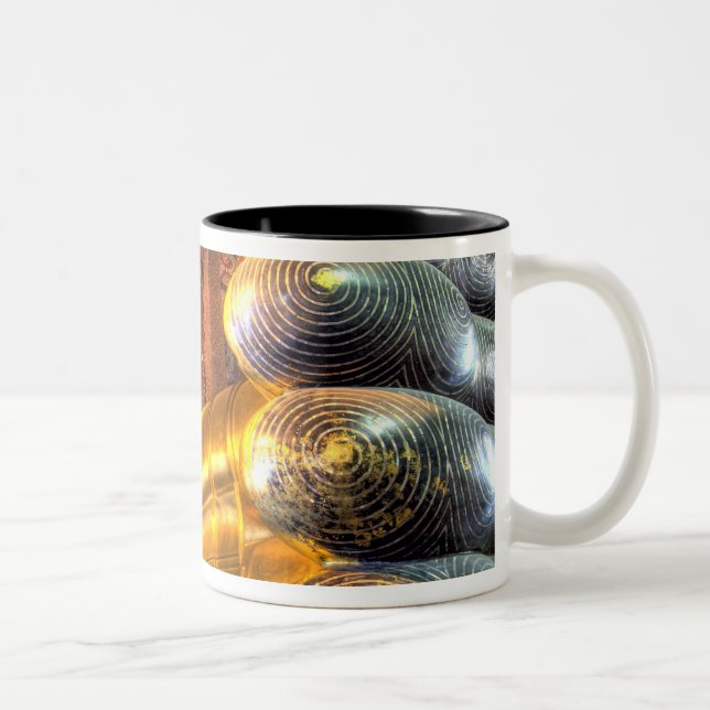 Giant reclining Buddha inside temple, Wat Pho, Two-Tone Coffee Mug (Right)