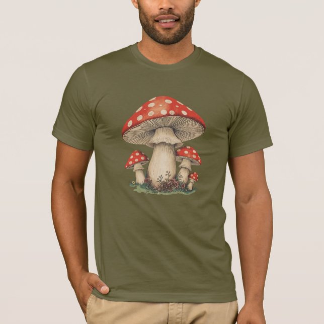 Giant Red Amanita Mushroom - Retro Men's Graphic T-Shirt (Front)