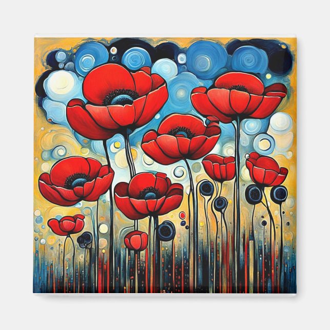 Giant Red Poppies 1 Magnet (Front)