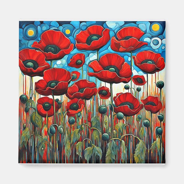 Giant Red Poppies 2 Magnet (Front)