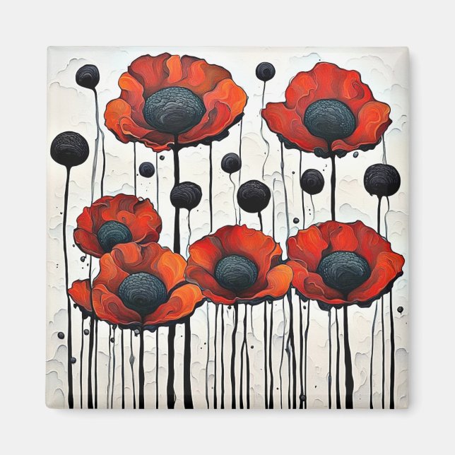 Giant Red Poppies 3 Magnet (Front)