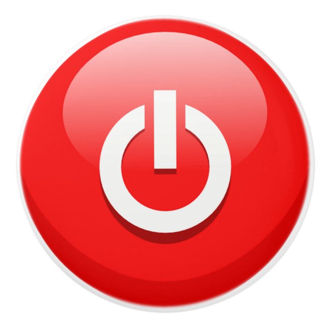 Giant Red Power Button Ceramic Knob (Front)