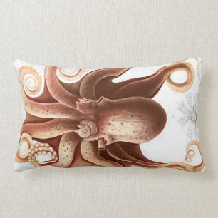 Giant Red Squid/Octopus Nautical Themed Lumbar Plw Cushion