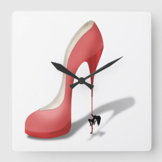 Giant Red Stiletto Cartoon - Heel Dancer Square Wall Clock