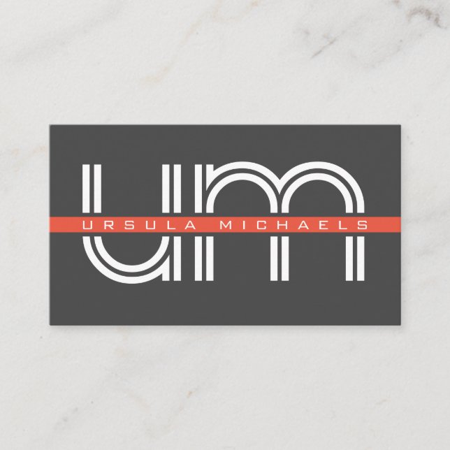 Giant retro initials minimalist business card (Front)