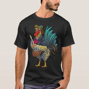 Giant Rooster Guitaring Funny Chicken Gallo Playin T-Shirt