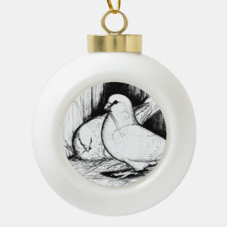 Giant Runt Pigeons Ceramic Ball Christmas Ornament