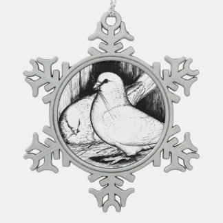 Giant Runt Pigeons Snowflake Pewter Christmas Ornament