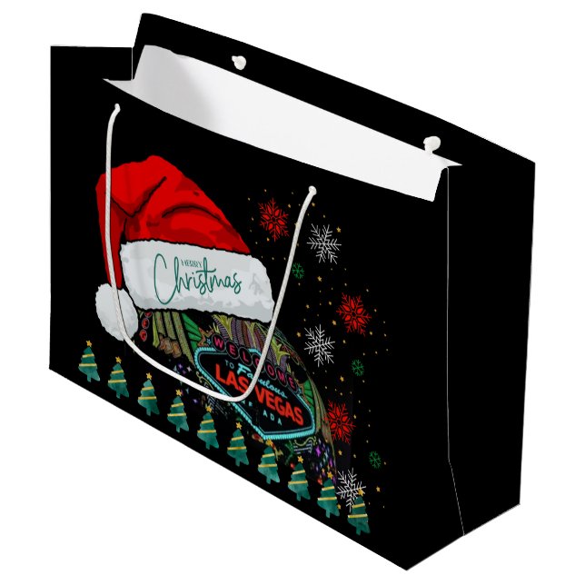Giant Santa Hat Las Vegas Christmas Gift Bag (Front Angled)