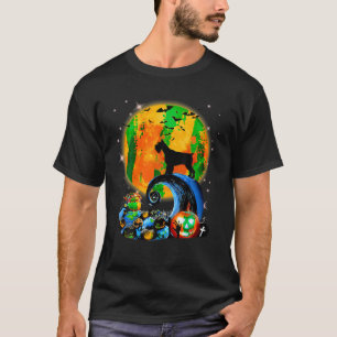 Giant Schnauzer And Yellow Moon Halloween Funny Do T-Shirt