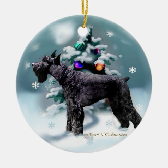 Giant Schnauzer Christmas Ceramic Tree Decoration (Front)