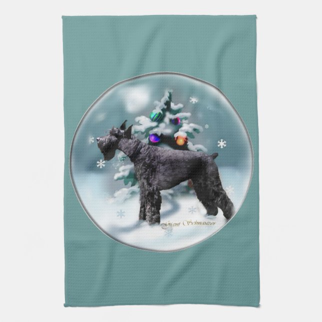 Giant Schnauzer Christmas Tea Towel (Vertical)