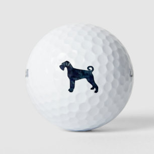 Giant Schnauzer Dog Black Watercolor Silhouette Golf Balls