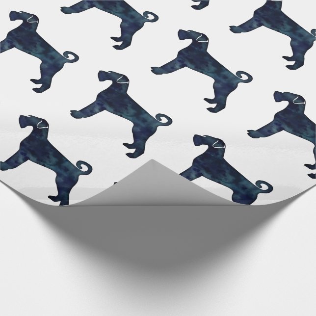 Giant Schnauzer Dog Black Watercolor Silhouette Wrapping Paper (Corner)