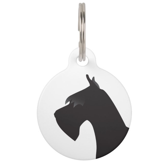 Giant Schnauzer Dog Breed Illustration Silhouette Pet Tag (Front)