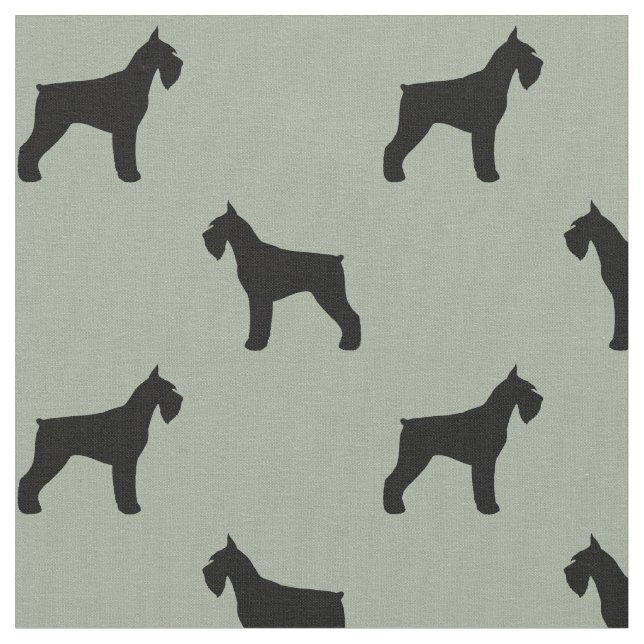 Giant Schnauzer Dog Breed Silhouettes Patterned Fabric (Close Up)
