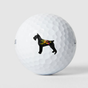 Giant Schnauzer Dog CC Boho Floral Silhouette Golf Balls