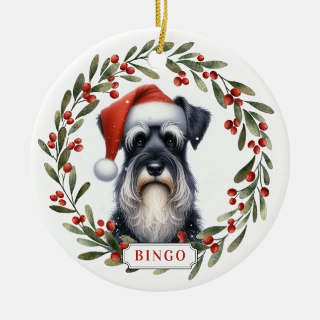 Giant Schnauzer Dog Ceramic Circle Ornament (Front)