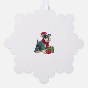 Giant Schnauzer Dog Christmas Outfits Santa Hat Do Tree Decoration Card