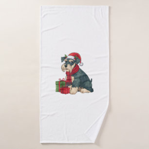 Giant Schnauzer Dog Christmas Parties Holiday Sant Bath Towel