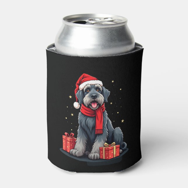Giant Schnauzer Dog Christmas Parties Holiday Sant Can Cooler (Can Front)