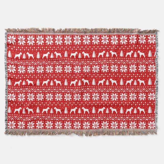 Giant Schnauzer Dog Silhouettes Christmas Pattern Throw Blanket (Front)