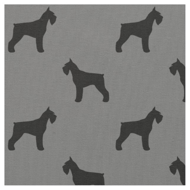 Giant Schnauzer Dog Silhouettes Grey and Black Fabric (Close Up)
