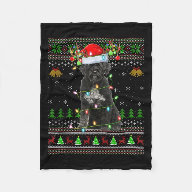 Giant Schnauzer Dog Ugly Christmas Sweaters Holida Fleece Blanket (Front)