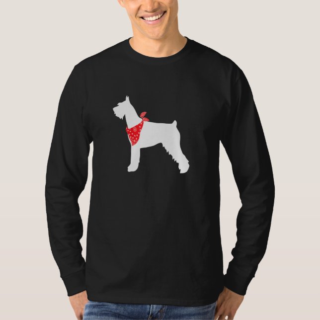 Giant Schnauzer Dog Wearing Red Bandanna T-Shirt (Front)