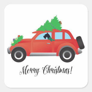 Giant Schnauzer Driving a Car - tree on top Square Sticker